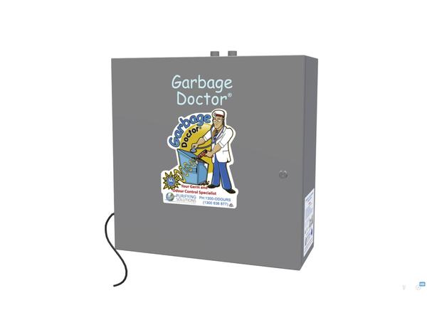 Product photo of the Garbage Doctor Ozone, a wall-mounted stainless steel ozone unit